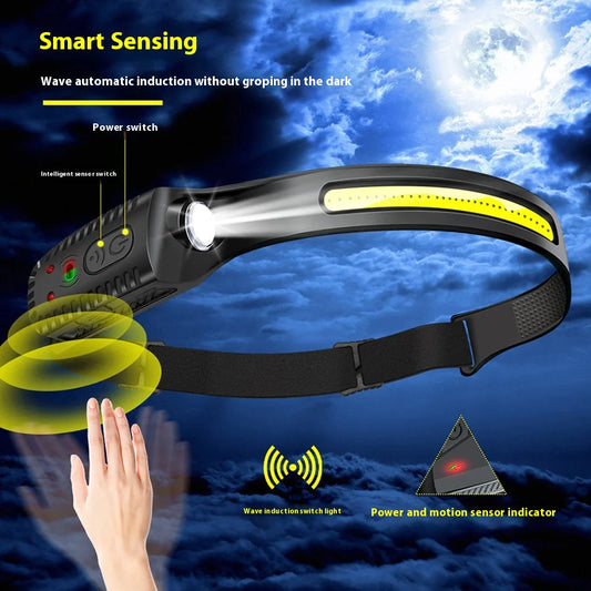 Headlamp with smart sensing features on a dark background